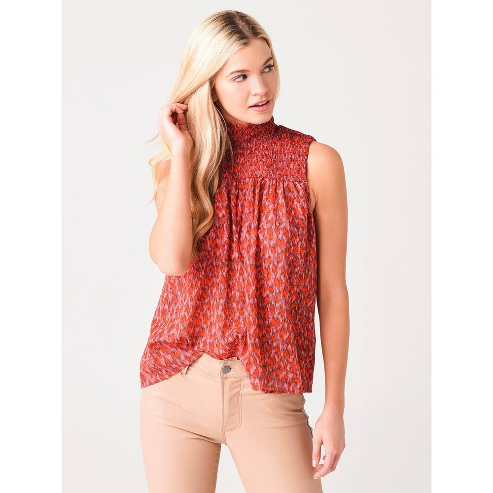 Joie Women's Mika Cotton Printed Blouse Sleeveless Tea Rose Size XS NWT